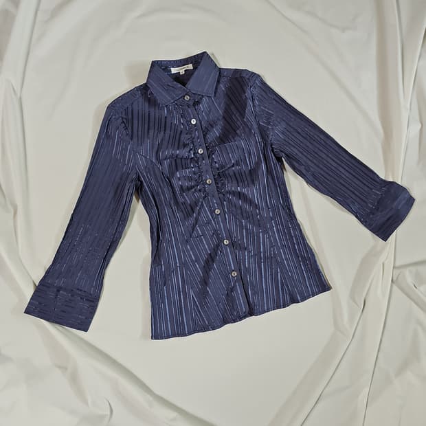 [1] naracamic 나라카미체 스트라이프 셔링 7부 셔츠