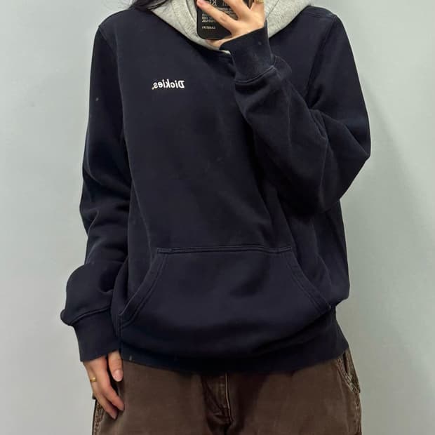 디키즈 자수로고 네이비 후드티