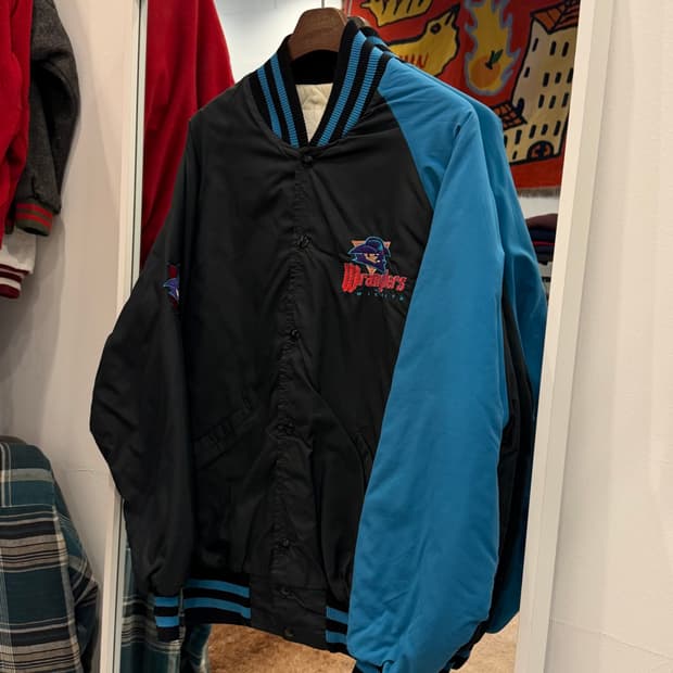 90s Vtg 빈티지 스타디움 MLB 위치타 랭글러스 새틴 자켓