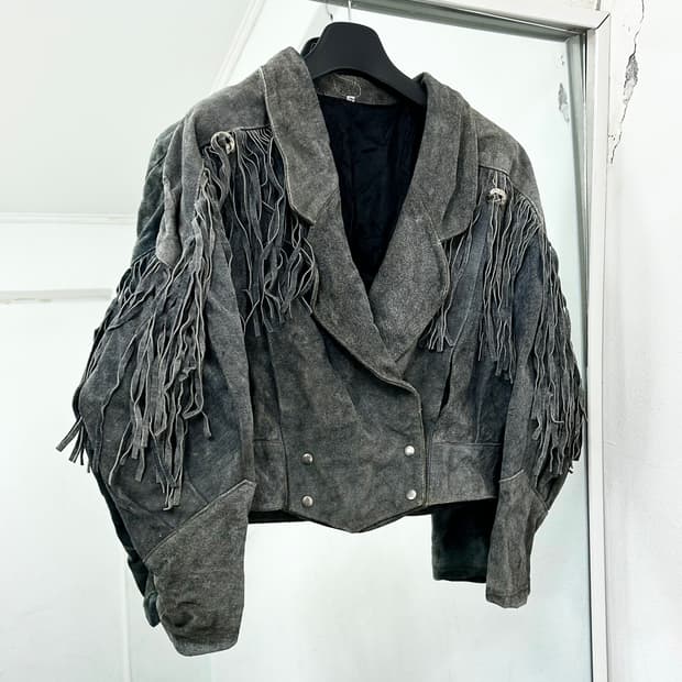 80s 소가죽 스웨이드 웨스턴 프린지 자켓