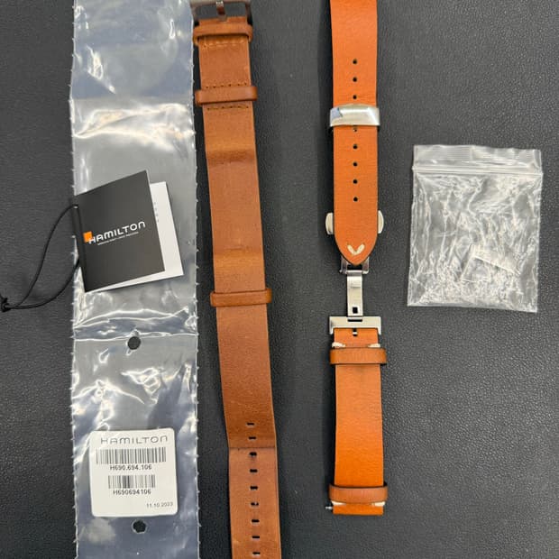 해밀턴 카키필드 메카니컬 정품 가죽밴드+사제 가죽밴드(디버클)