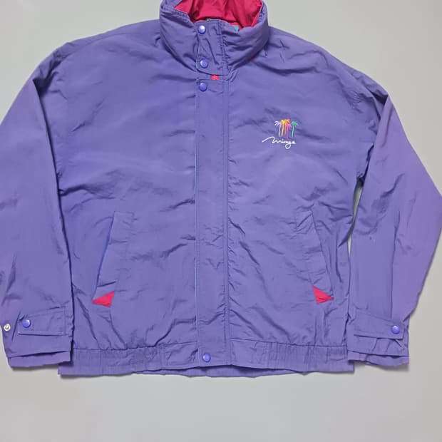 [프리] 미라지 90s 라스베가스 퍼플 히든후드 바람막이 자켓