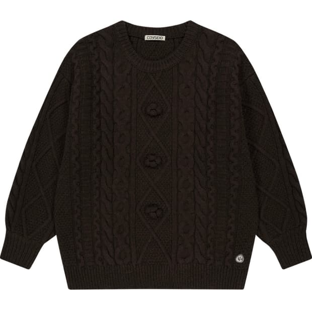 코이세이오 폼폼 니트 브라운