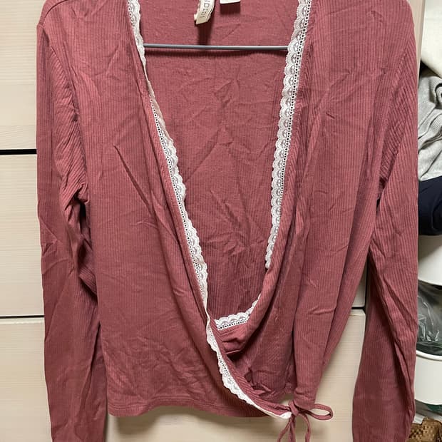 [상태좋음] h&m 레이스 레이어드T 빈티지핑크 - L