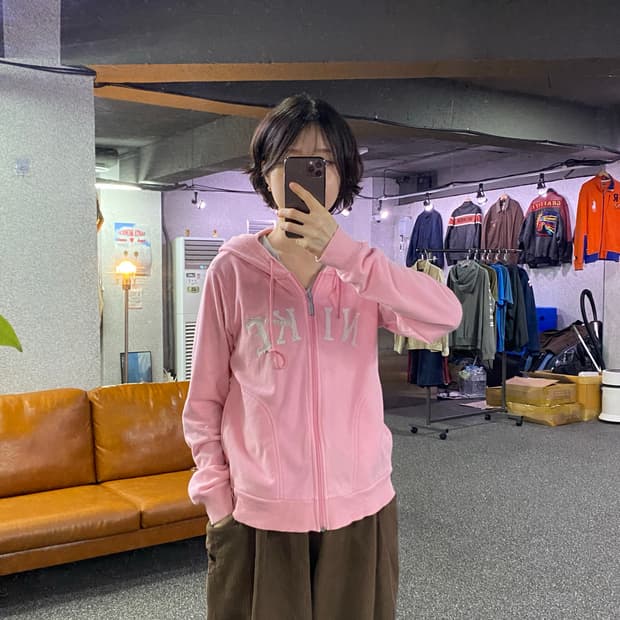 나이키 라운드로고 스우시 핑크 후드집업 B5657