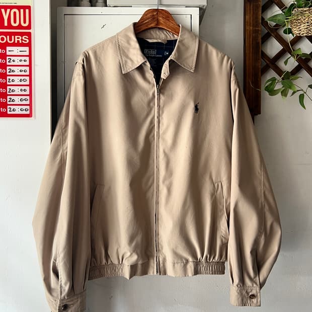 [M]폴로 랄프로렌 체크 라이닝 베이지 드리즐러 자켓