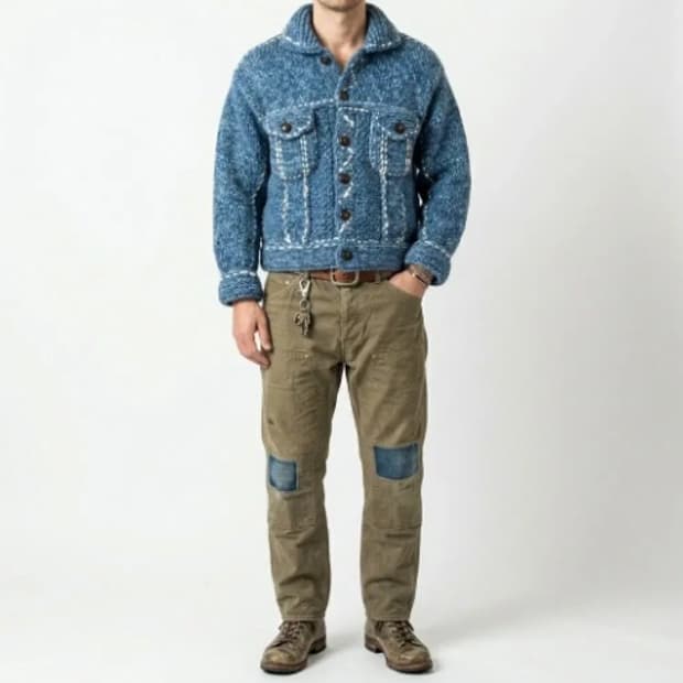 캐피탈 울 핸드 니트 코위찬 G쟌 블루 (EK-1344)