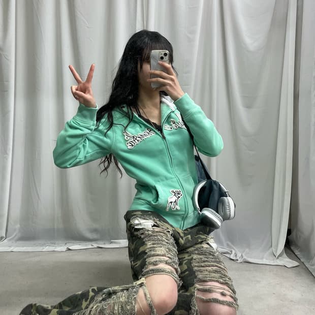 Abercrombie mint hood zip-up