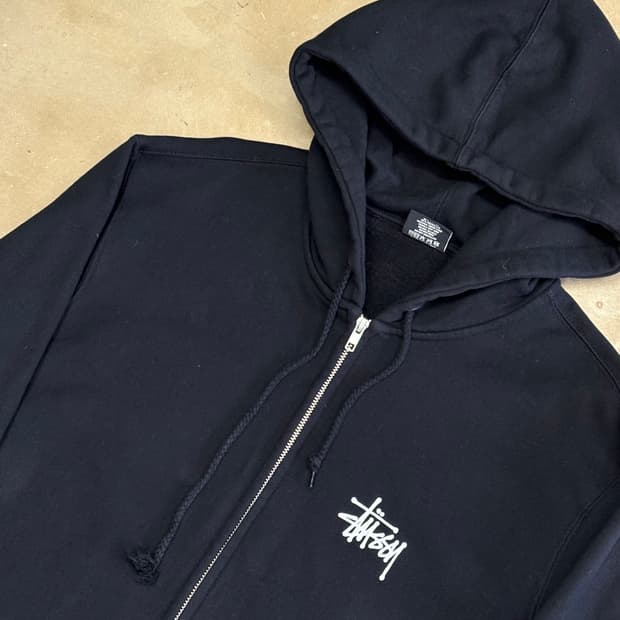 M 스투시 베이직 블랙 후드집업