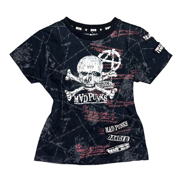 MAD Punks 매드펑크 프린팅 패치반팔티 펑크갸루y2k