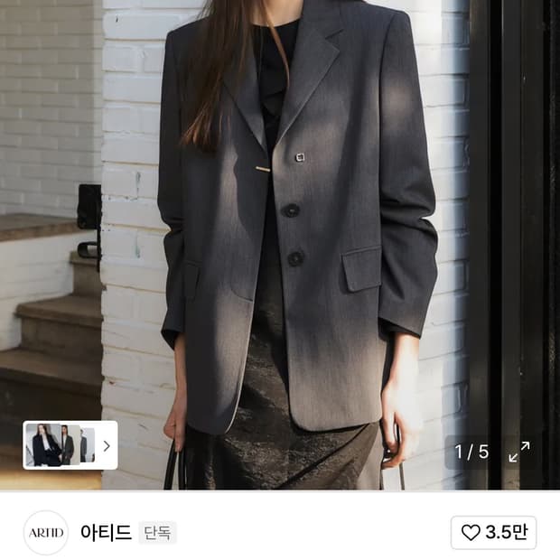 아티드 라이트울 오버사이즈 블레이저 자켓 챠콜