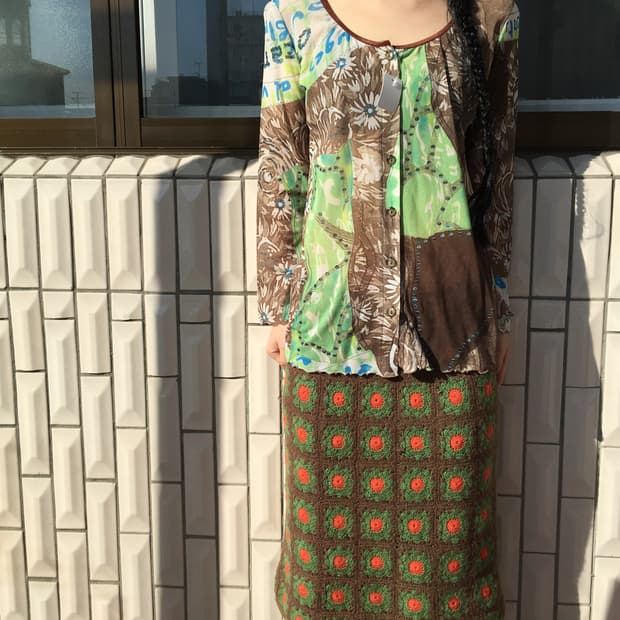 Ethnic pattern mesh sleeve