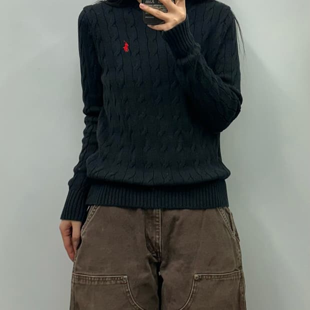폴로 랄프로렌 신형 블랙 꽈배기 니트 