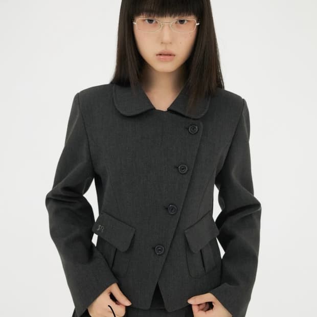 미레코 mireco diagonal jacket charcoal 차콜