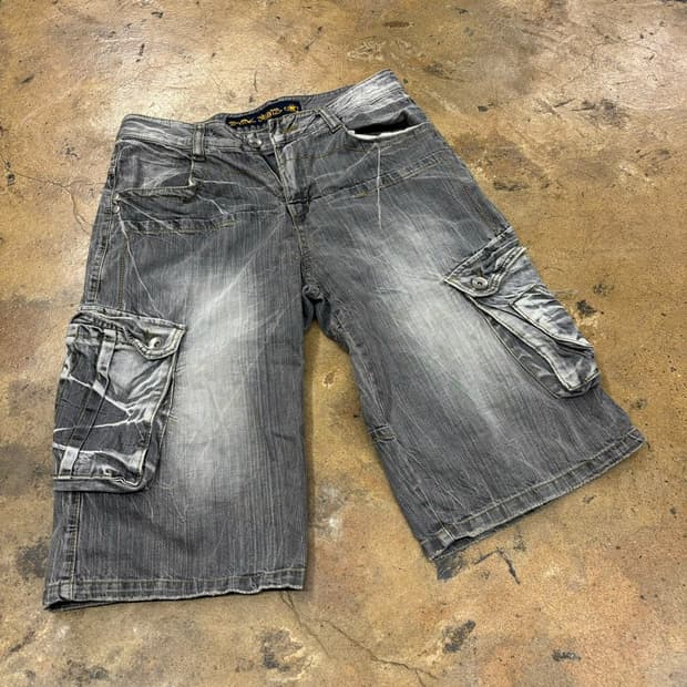 [정품/L] s.nik 흑청 워싱 카고 버뮤다 