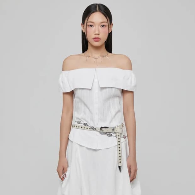 라라폭스 오프숄더 탑 화이트 S