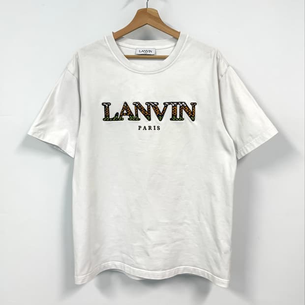 LANVIN 랑방 로고 자수 화이트 티셔츠 L
