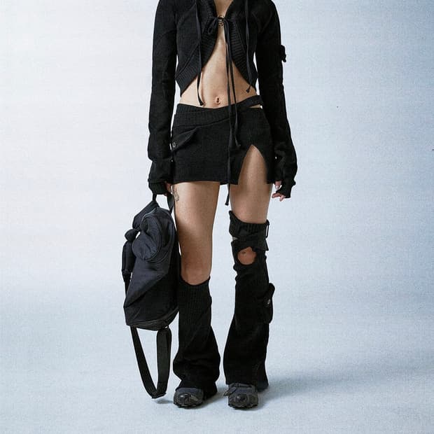 에이시네틱스aesynctx ASYMMETRIC 미니스커트 로우라이즈스트랩