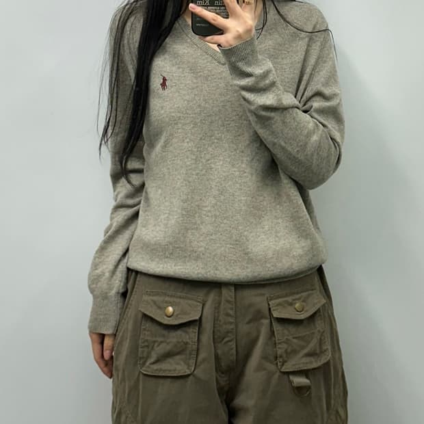 폴로 랄프로렌 신형 피마코튼 그레이 브이넥 니트