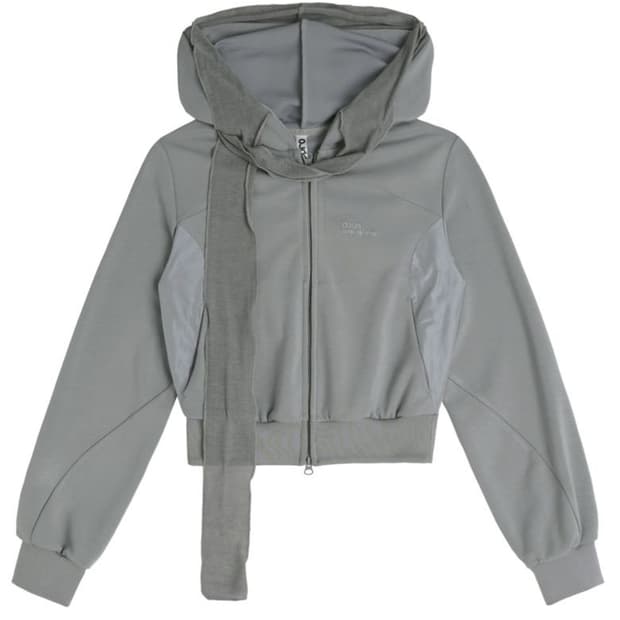 오호스 머플러 복서 크롭 후디