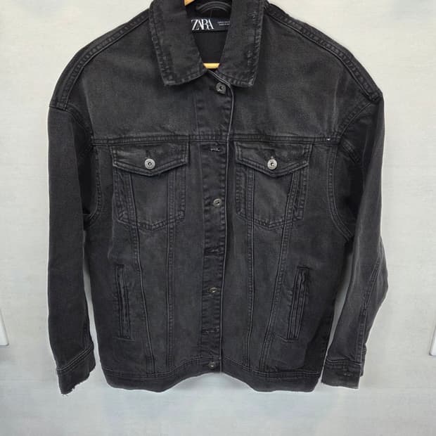 자라 오버핏 데미지 흑 데님자켓 s