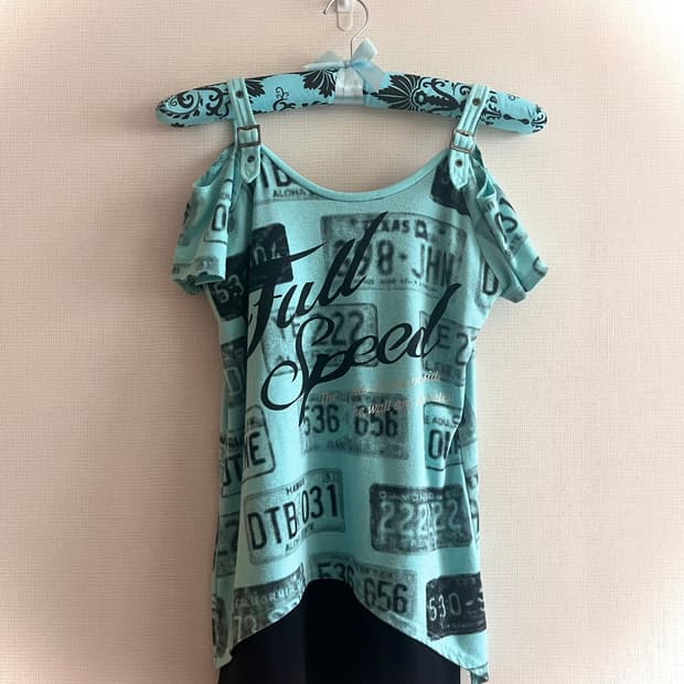 cecil mcbee mint off-shoulder printing