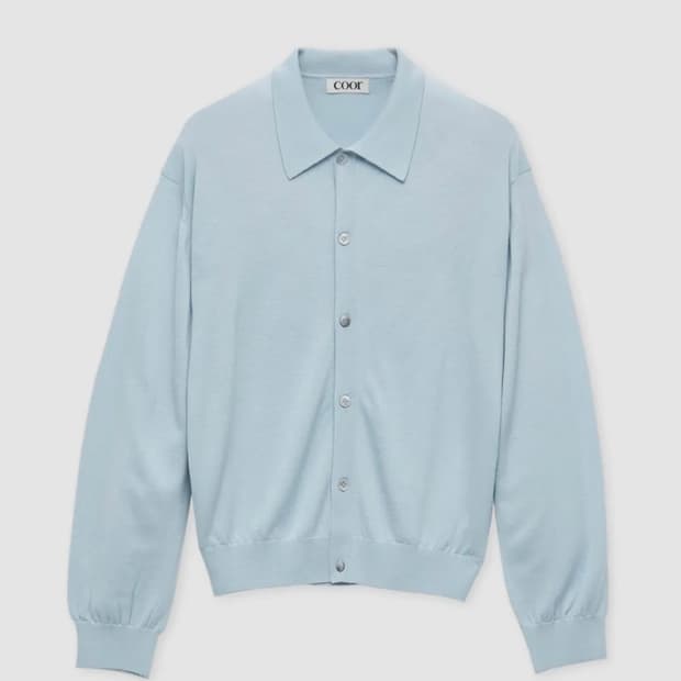 [M] 쿠어 메리노 울 폴로 가디건 위스피블루