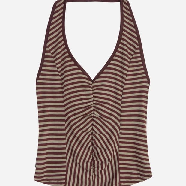 (새상품) 세릭 Fluffy Stripe Sleeveless BROWN