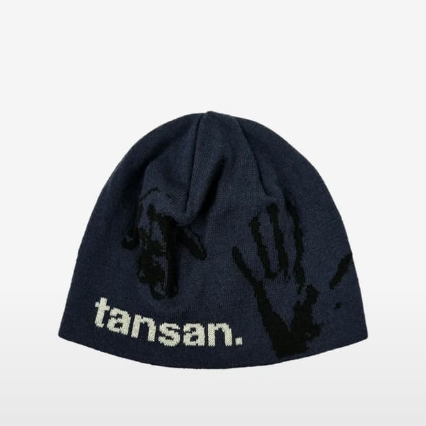 탄산마그네슘 자카드 핸드 그립 비니 네이비