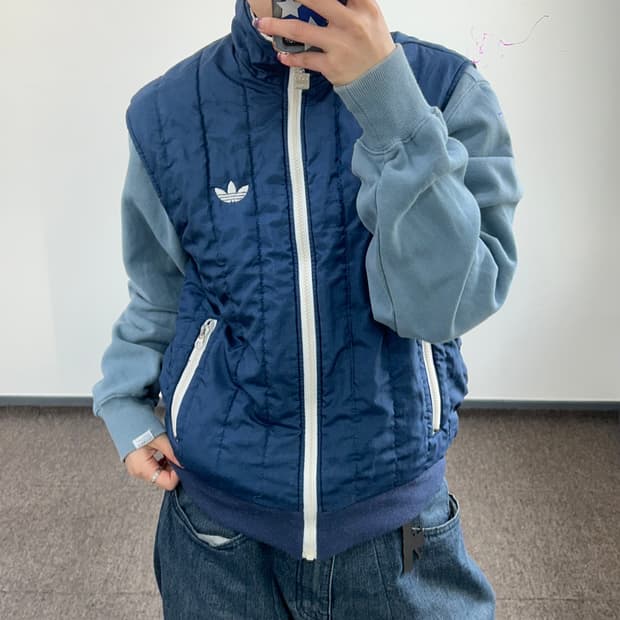 Adidas 아디다스 퀼팅 네이비 패딩조끼