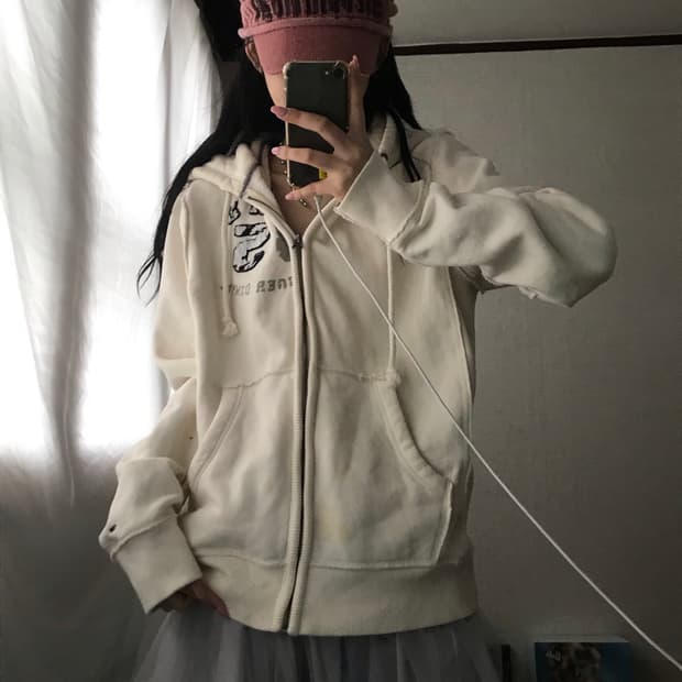 타미힐피거 아이보리 후드집업