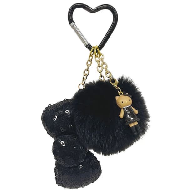 헬로키티 스타일업 리본 카라비너 키링 반짝 블랙