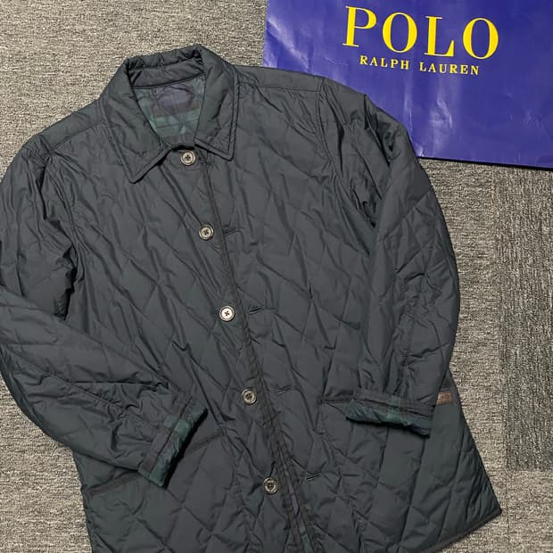 정리, 블랙와치 타탄체크 폴로 양면 리버시블 퀼팅 자켓