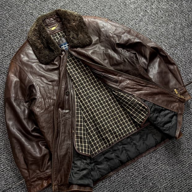 아카이브 빈티지 램스킨 레더 무스탕 자켓 브라운 1627