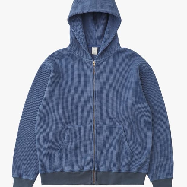 [XL, 4] 카키스 와플 후드집업 블루