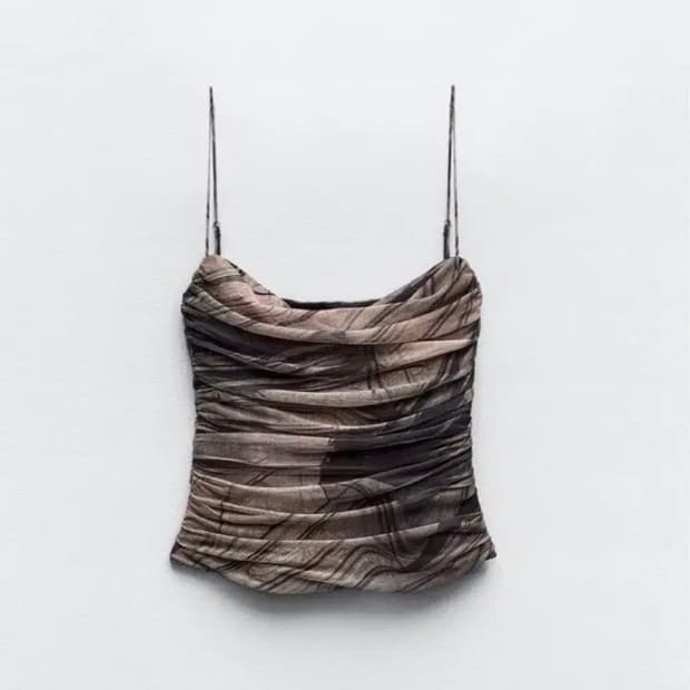 자라 프린트 튤 탑 (사이즈 S)