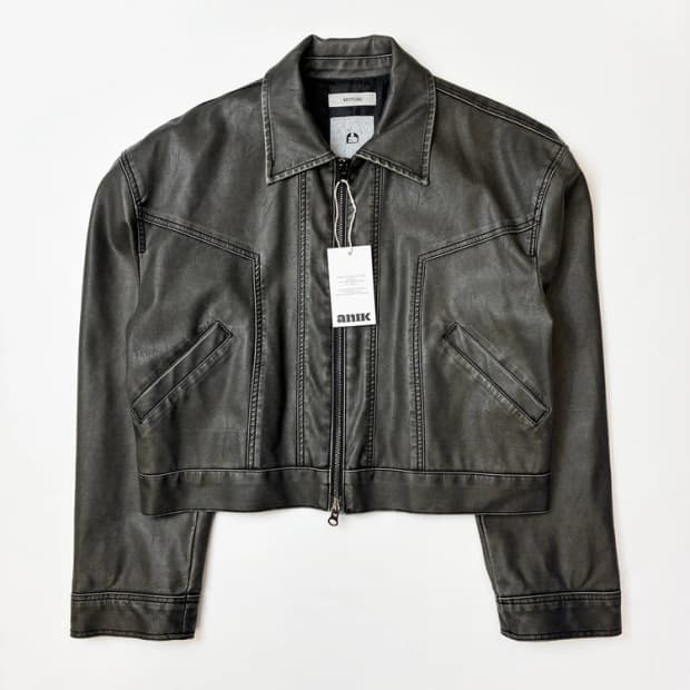 뮤추얼 MUTUAL 크롭 투웨이 스티치 가죽 자켓 PN5539