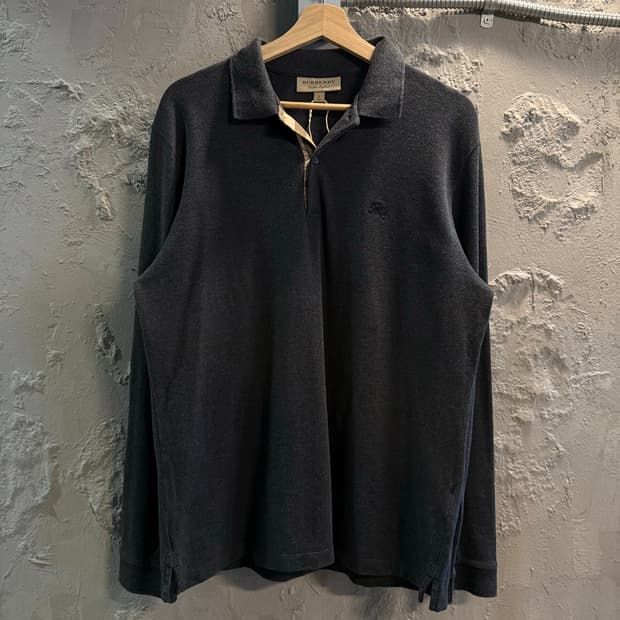XL 버버리 BURBERRY 런던 노바체크 카라 PK 티셔츠 차콜