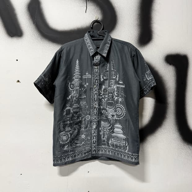 VTG 빈티지 동양풍 오리엔탈 폴리 반팔 셔츠