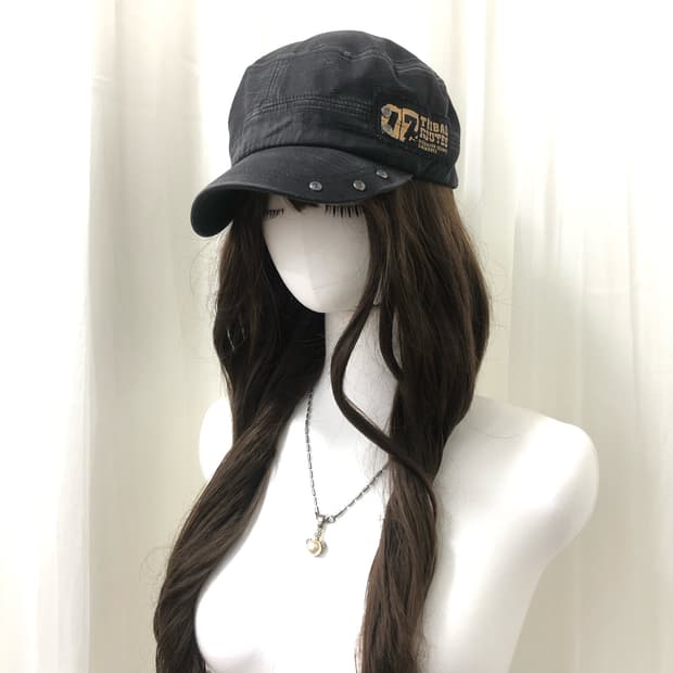 black grunge military cap