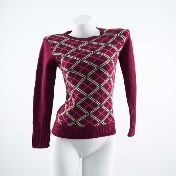 Burberry 노바체크 버건디 울 니트
