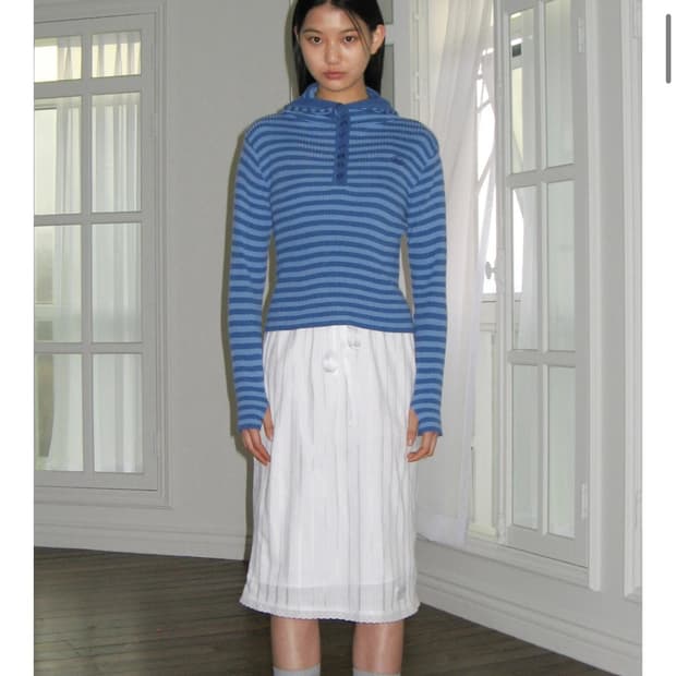 시눈 후디드 니트 탑 