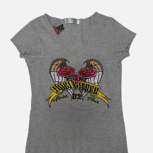 그레이 자수 반팔