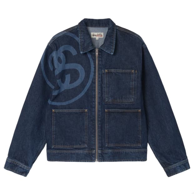 스투시 SS 링크 집 데님 워크 자켓 원 워시