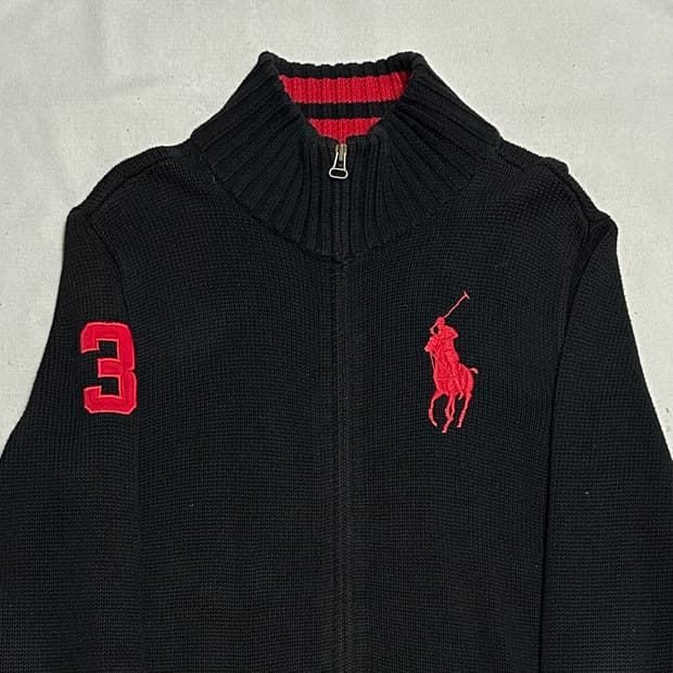 XL 폴로랄프로렌 빅포니 블랙 니트집업