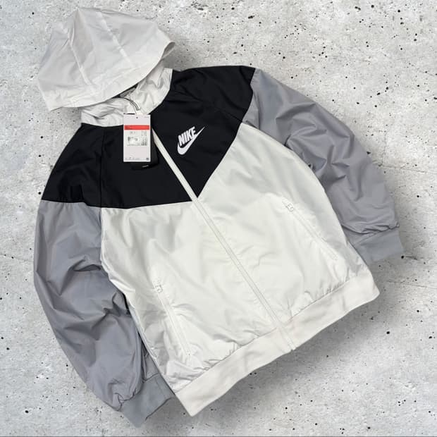[L] 나이키 윈드러너 키즈 바람막이 블랙/화이트/그레이 후드 C255