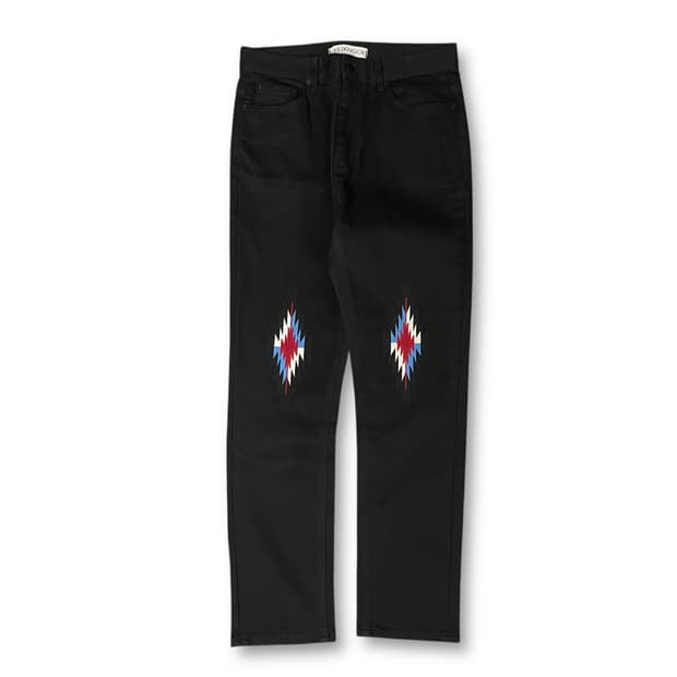 (30) 프라이노크 블랙 오르테가 자수 데님 팬츠