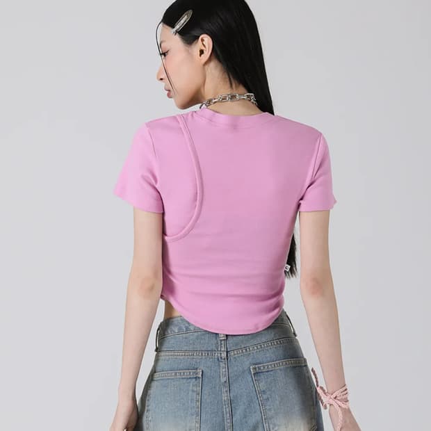 어반드레스 hole-cut crop tee PINK