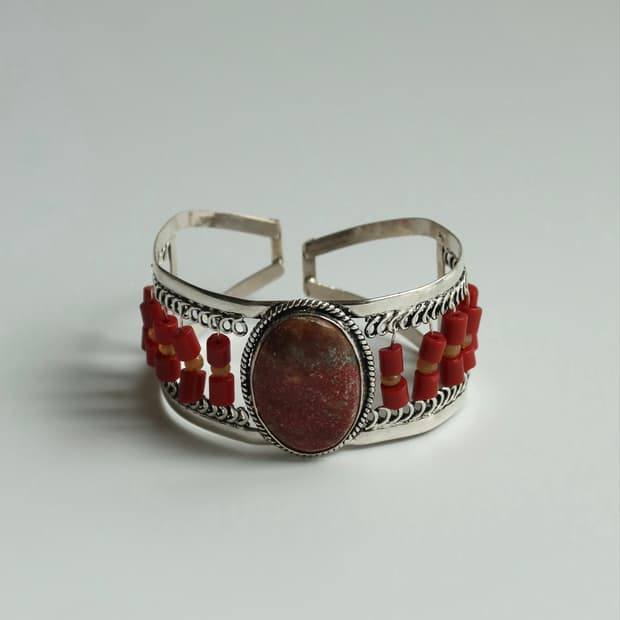 red bead stone cuff