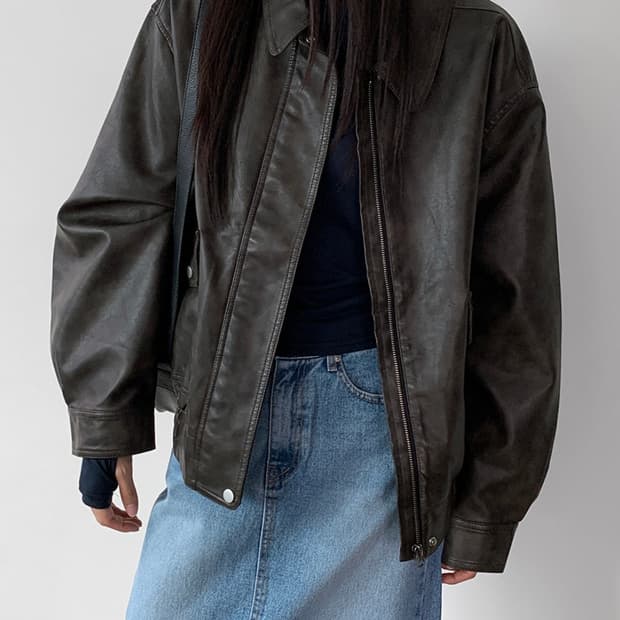 [매니크] 세크 레더 자켓